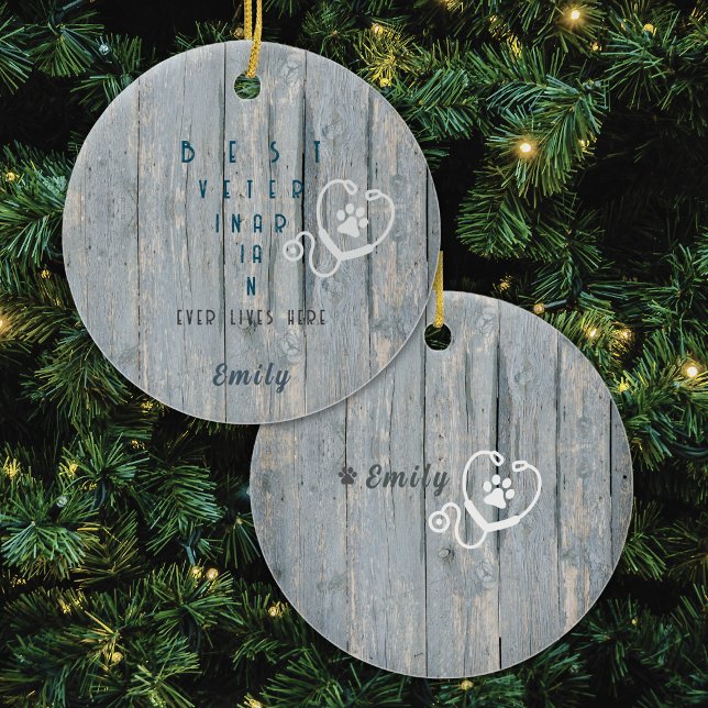 Best Veterinarian Ever Christmas Gift Ornament (Show your Favorite Dog Vet how thankful you are for their hard work, with this custom ornament!)