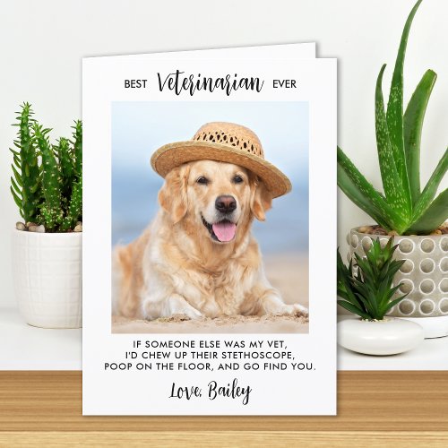 Best Veterinarian Ever Personalized Dog Pet Photo Thank You Card