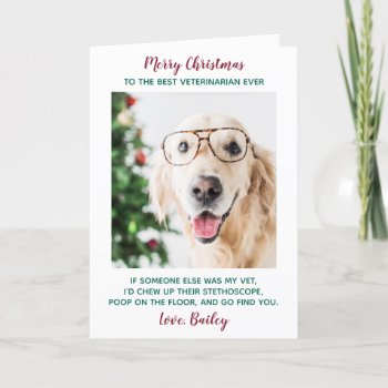 Best Veterinarian Ever Personalized Pet Photo Holiday Card by BlackDogArtJudy at Zazzle