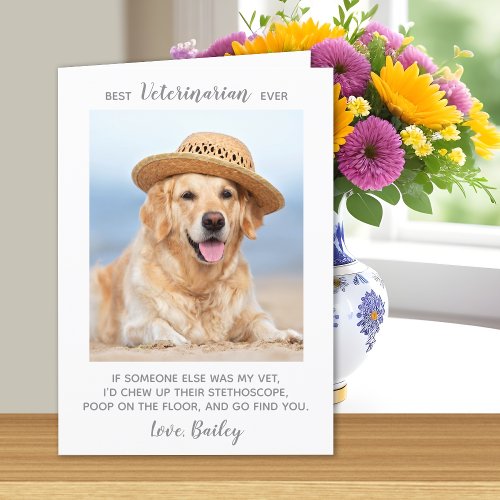 Best Veterinarian Ever Personalized Pet Photo Thank You Card