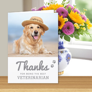 Best Veterinarian Veterinary Paw Prints Pet Photo Letterpress Thank You Card