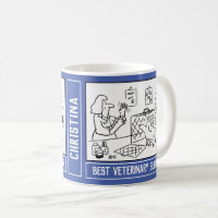 Best Veterinary Surgeon Cartoon with Name Choice. Coffee Mug