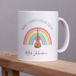 Best Violin Teacher Rainbow Music Thank you Gift Coffee Mug