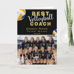 Best Volleyball Coach Team Photo Letterpress Thank You Card