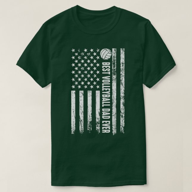 best volleyball dad ever american flag T-Shirt (Design Front)