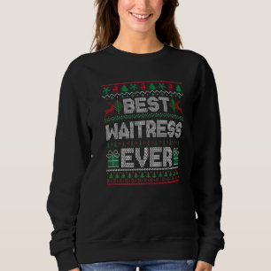 Best Waitress Ever Christmas Pajamas Matching Ugly Sweatshirt