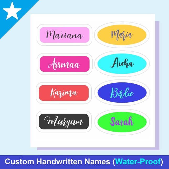 Best Waterproof Handwritten Script Name Stickers (Girls Name Stickers for water bottles and lunch boxes)
