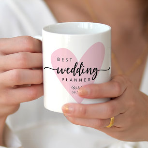 Best Wedding Planner Pink Heart Initials Coffee Mug