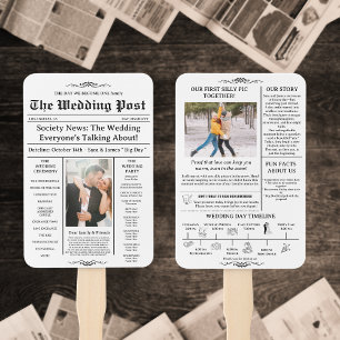 Best Wedding programs Newspaper with Timeline Hand Fan