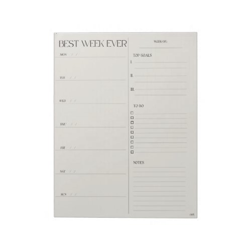 best week planner _ MONDAY START Notepad