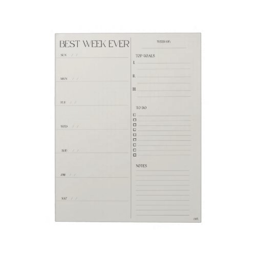 best week planner _ SUNDAY START Notepad