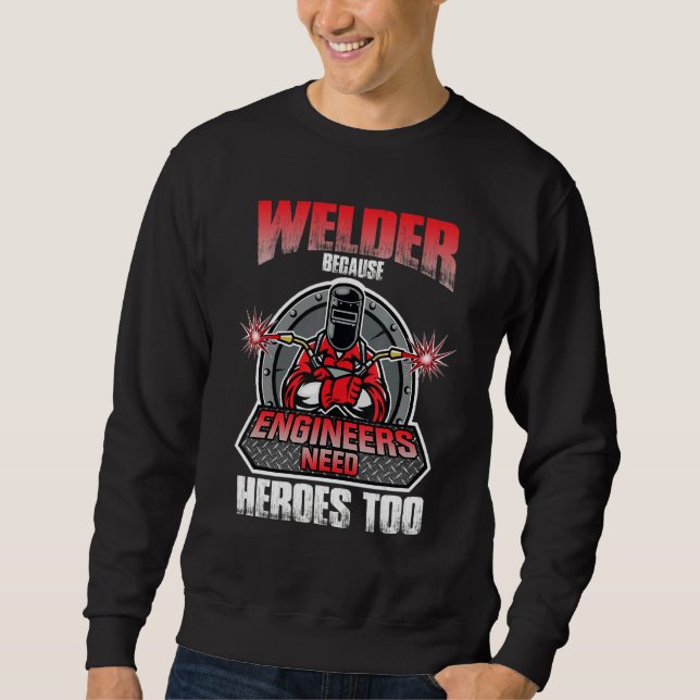 Best Welding Retro Pipeliner Ironworker Welder Sweatshirt (Front)