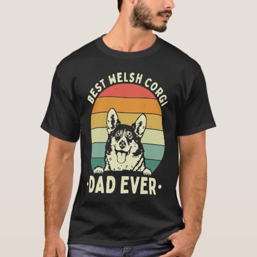 Best welsh corgi dad ever vintage fathers day dog  T_Shirt