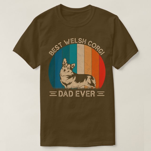 Best Welsh Corgi Dog Dad Ever Retro Graphic Father T-Shirt (Design Front)