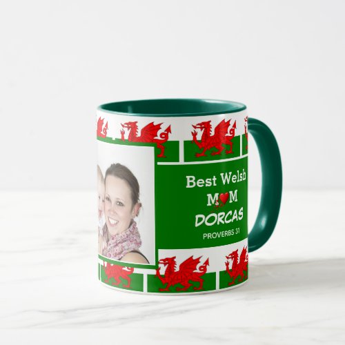 BEST WELSH MUM Custom Wales Flag Photo Mug