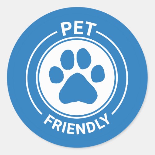 Best Westie Pet Friendly Drawn Paw _ Blue  Classic Round Sticker