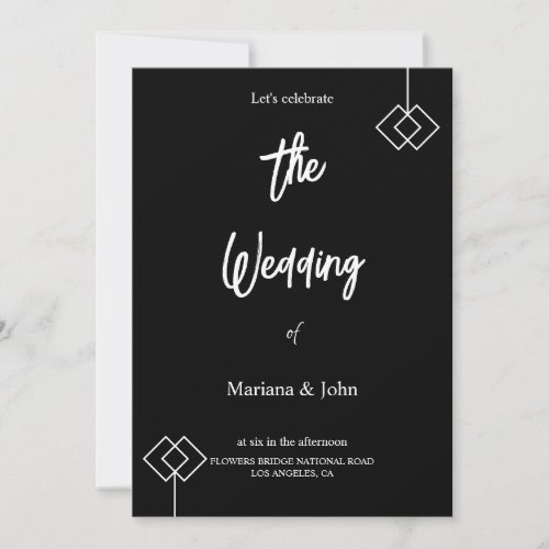 Best White and Black Simple Formal Chic wedding Invitation