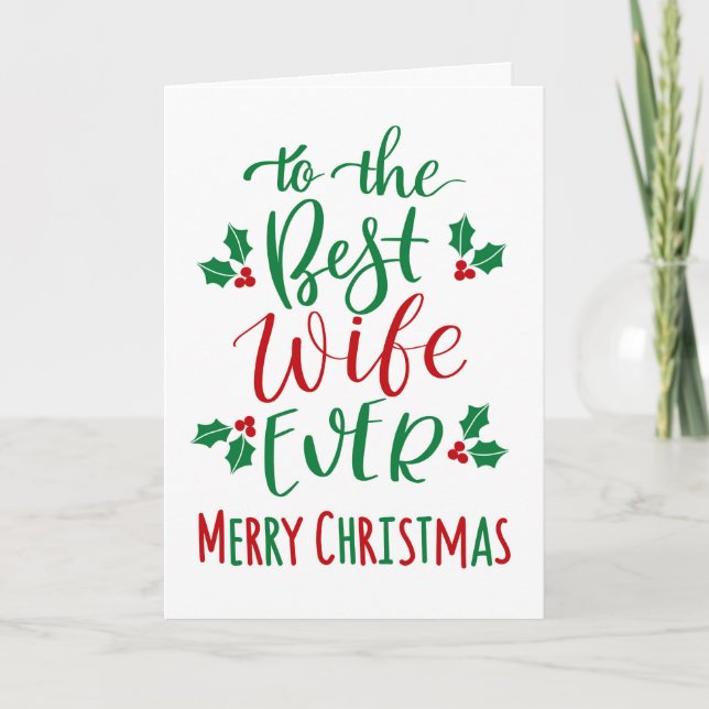 Best Wife Ever Merry Christmas Typography Card (Front)