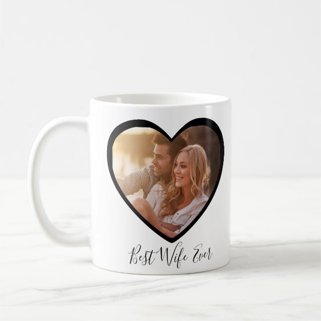 Best Wife Ever Personalized Heart 2 Photo Script Coffee Mug (Left)