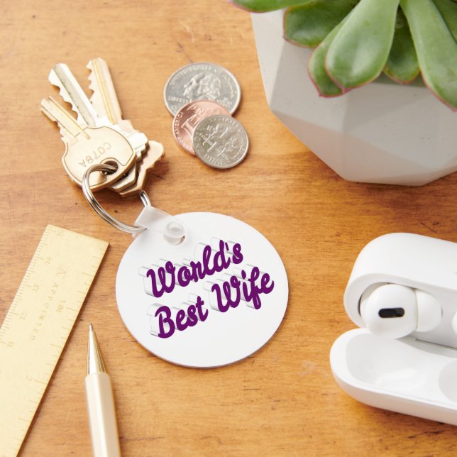 Best Wife purple text Keychain (Desk)