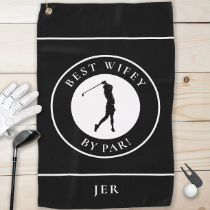 Best Wifey By Par Black White Golfer Golf Towel
