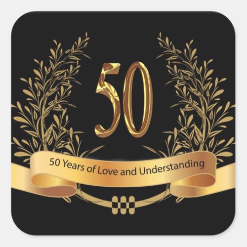 Best Wishe 50th Wedding Anniversary Square Sticker