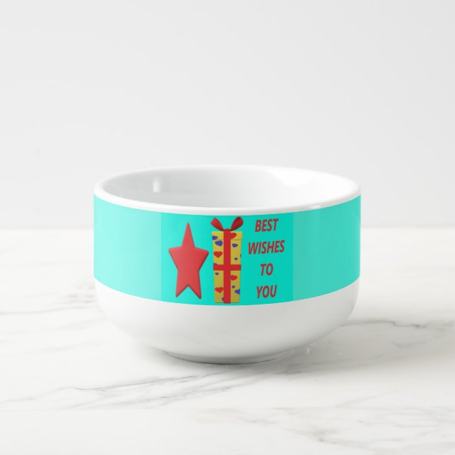 BEST WISHED BOWS GIFTS BONGS SOUP MUG (Front)