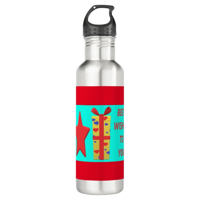 BEST WISHED BOWS GIFTS BONGS STAINLESS STEEL WATER BOTTLE (Front)