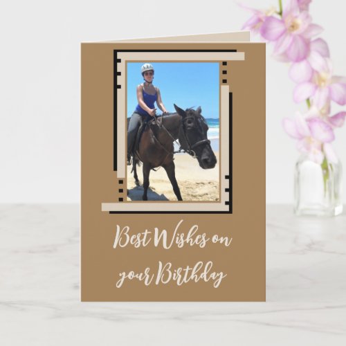 Best wishes add photo brown birthday card