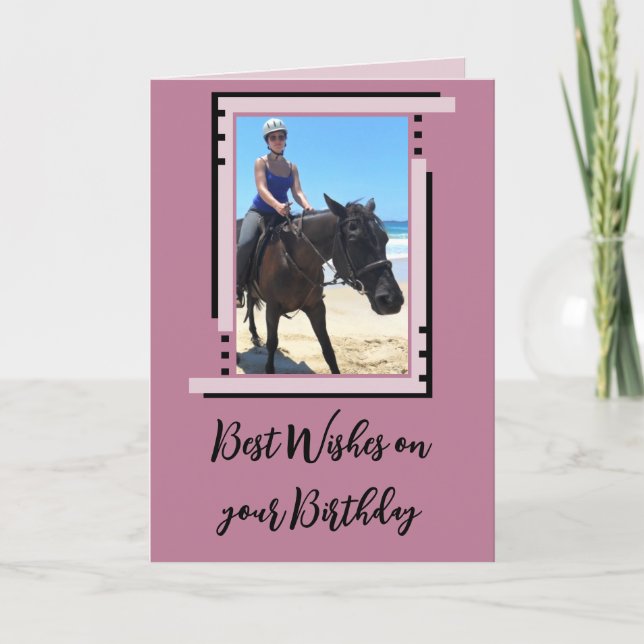Best wishes add photo lavender birthday card (Front)