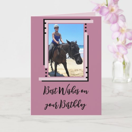 Best wishes add photo lavender birthday card