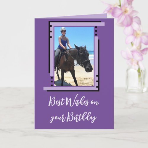 Best wishes add photo purple birthday card