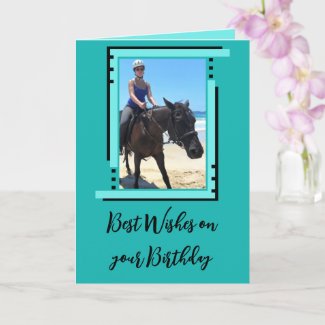 Best wishes add photo turquoise birthday