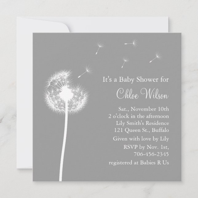 Best Wishes! Baby Shower invitation (gray) (Front)