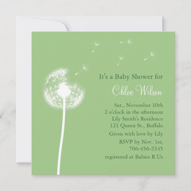 Best Wishes! Baby Shower invitation (green) (Front)