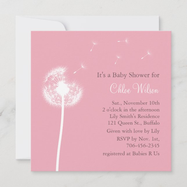 Best Wishes! Baby Shower Invitation (pink) (Front)