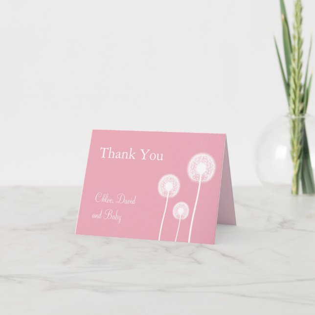 Best Wishes! Baby Shower Thank You Card (pink) (Front)