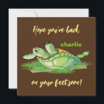 Best wishes- back on feet - Get well soon words Thank You Card<br><div class="desc">Cute green upside-down turtle, with yellow text on black background. Hope you get back on your feet soon. Editable name on the cover, as well on the card - which you can delete completely, or personalize. Did your friend, parent or sibling had a hip replacement done? Knee replacement? any surgery,...</div>