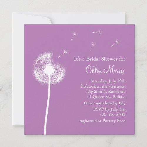 Best Wishes! Bridal Shower Invitation (purple)
