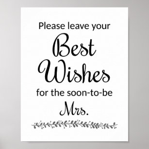 Best Wishes Bridal Shower Sign - Rochester