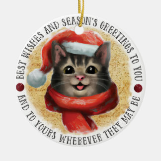 Best Wishes Cat | Double Sided Ceramic Ornament