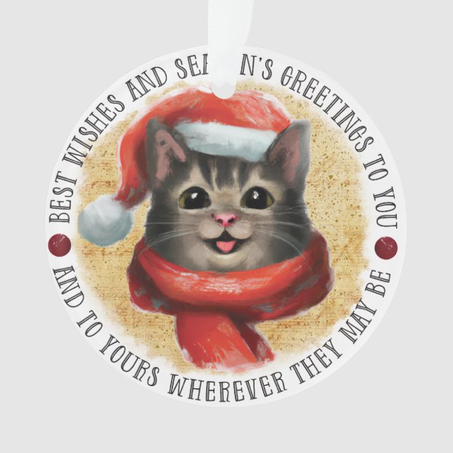 Best Wishes Cat | Double Sided Ornament (Front)