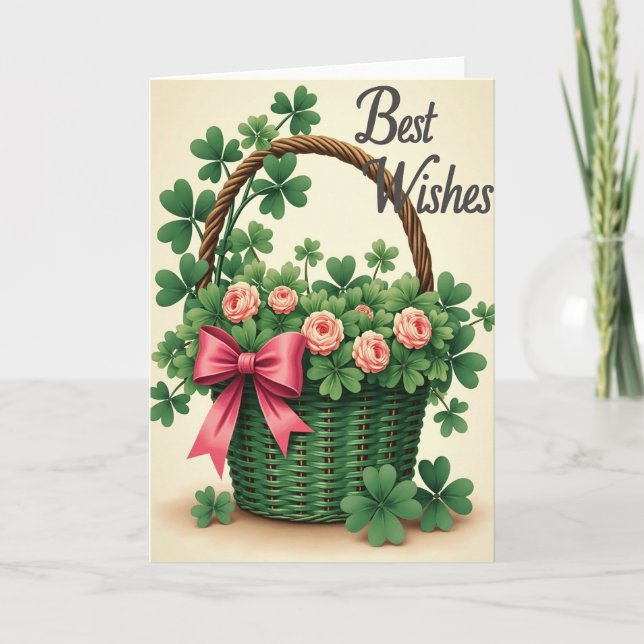 Best Wishes Clover Rose Card (Front)