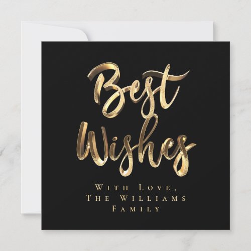 Best Wishes Elegant Black Gold Script Chic Holiday Card