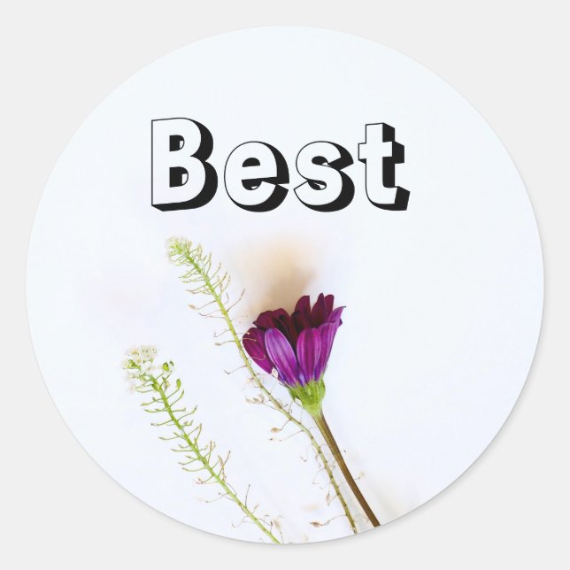 Best Wishes" Flower Sticker  (Front)