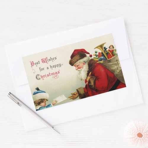 Best Wishes for a Happy Christmas Rectangular Rect Rectangular Sticker