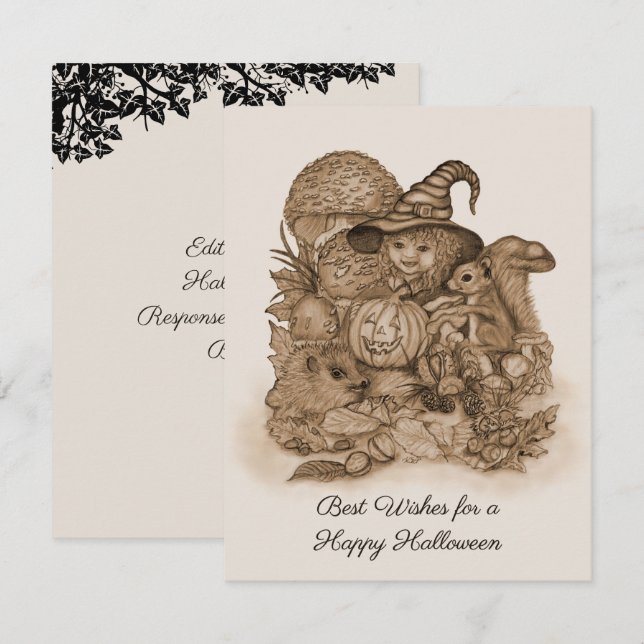 Best Wishes for a Happy Halloween RSVP Card (Front/Back)