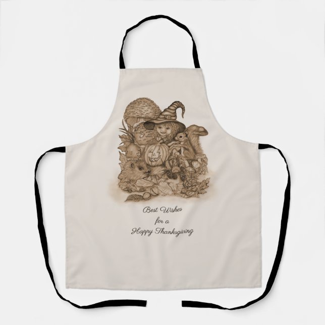 Best Wishes for a Happy Thanksgiving Apron (Front)