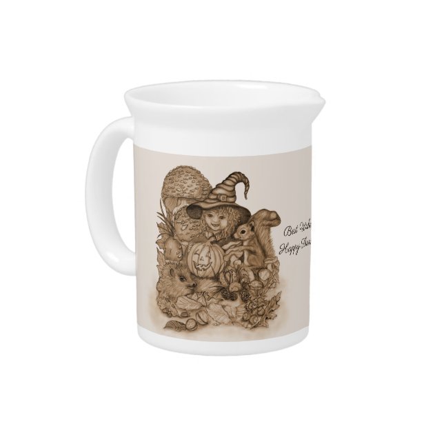 Best Wishes for a Happy Thanksgiving Beverage Pitcher (Left)