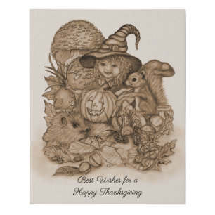 Best Wishes for a Happy Thanksgiving Faux Canvas Print